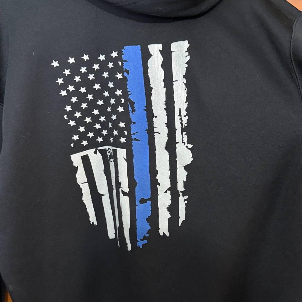 Gildan Black Hoodie with Blue Text - Picture 4 of 6
